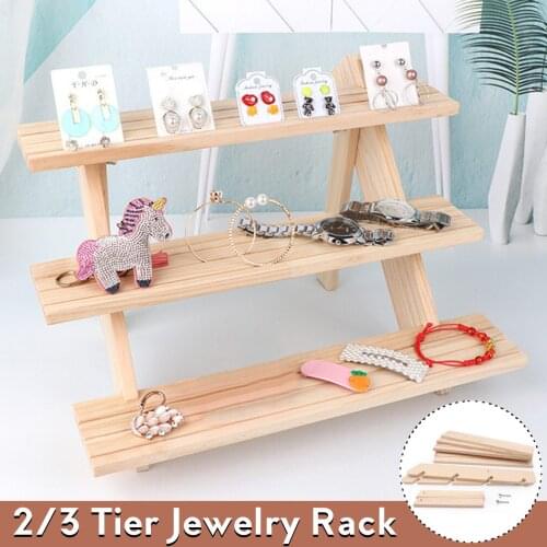 2/3 layers hot sale high quality jewelry showcase, pendant, earrings, ring stand, solid wood jewelry display stand
