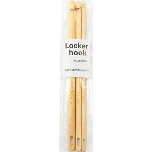 3pcs 4/6/8mm Wooden Locker Hook Set Crochet Thread Needles Hand Knitting Tool Crafts