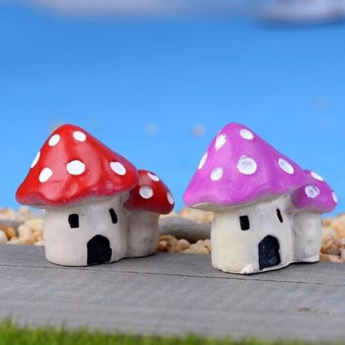 4PCS Double Mushroom House Miniature Fairy Garden Home Houses Decoration Mini Craft Micro Landscaping Decor DIY Accessories