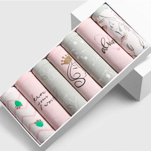 5/7pcs Cotton Womens Underwear Comfortable Seamless Underpants Cute Cartoon Pattern Panties Lingerie Mid Rise Girls Briefs