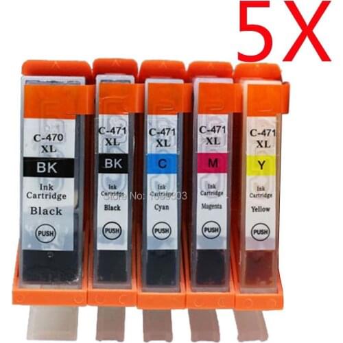 5PK with chip Compatible For CANON 470 471 PGI-470 CLI-471 ink cartridge For canon MG6840 MG5740 TS5040 printer