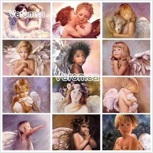 5D Diamond Painting Angel Child Full Square Round Diamond Embroidery Kids Room Decor Mosaic Sale Portrait Handmade Children Gift