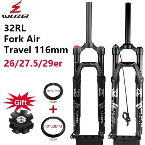 WUZEI MTB Damping Fork 26/27.5/29 inch Rebound Air Fork Shoulder/Wire Control Mountain Bike Magnesium/Alloy Fork Bicycle Part