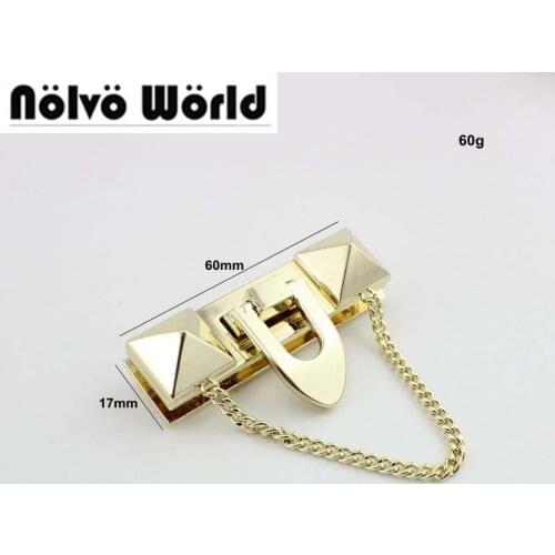 5sets 60*17mm NEW Fashion Metal rectangle lock Twist lock chain accessories Bags for Suitcase bag purse making wholesale