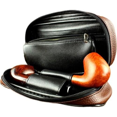 Portable PU Leather Litchi Smoking Case Tobacco Pipe Bag Tobacco Pouch Bag Cigarette Accessories