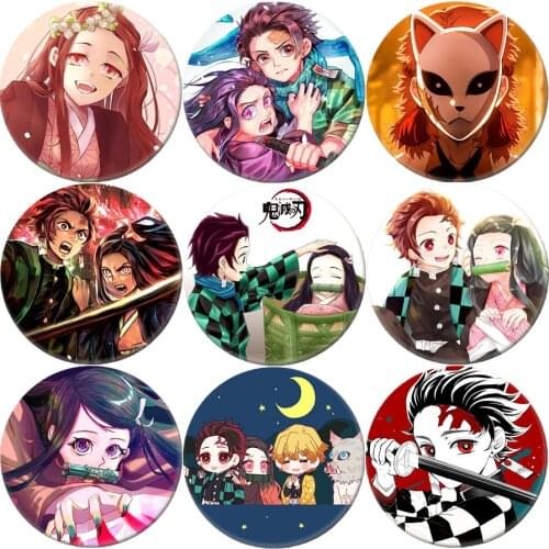 Demon Slayer: Kimetsu no Yaiba Brooch Cosplay Badge Backpacks Button Clothes Women Men Xmas Birthday Gift GMZR