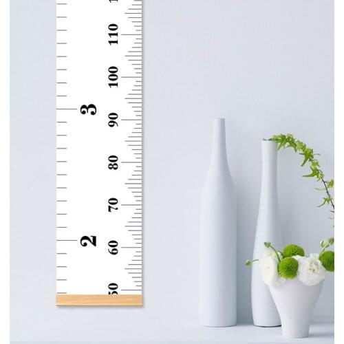 Wood Frame Canvas Baby Growth Chart Ruler Boys Girls Measuring Chart Decor