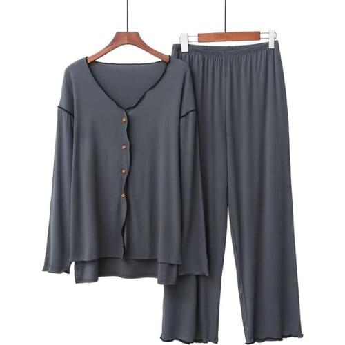 Fdfklak Womens Home Suit Cotton Pyjama Pijama Femme 2020 Spring Summer New Pajamas 2 Piece Set Women Sleepwear Pink/Wine Red