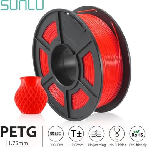 SUNLU PETG 3D Printer Filament 1.75mm full color Transparent White Plastic Tolerance+/-0.02mm for teenages explore imagination