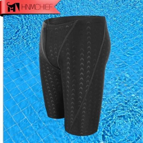 HNM Professional Shark Skin Competition Racing Swiming Jammers Men High Quality Swiming Trunks Long Swim Jammer Swimsuit