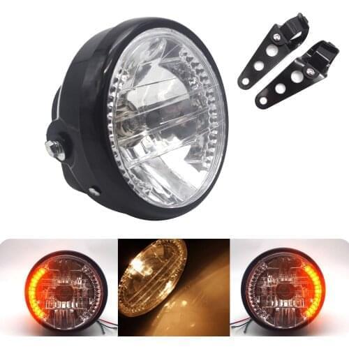 7 inch Round Motorcycle cafe racer headlight Head Lamp Moto LED Turn Signal light For yamaha ybr 125 kawasaki vulcan 900 hornet