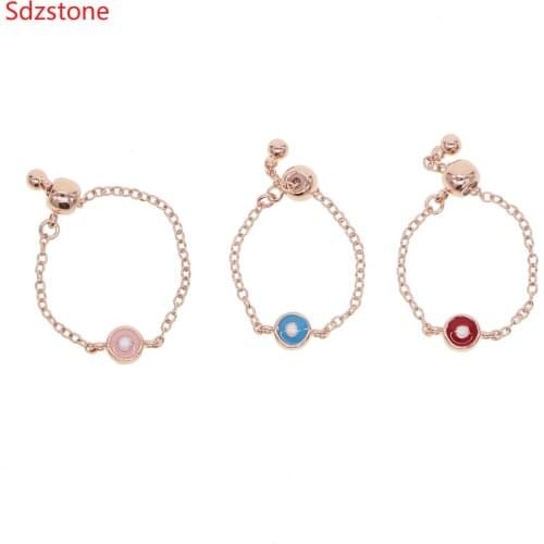 Cute Small Ring Blue Pink Enamel Eye Ring For Women Adjustable Evil Eye Open Ring Engagement Wedding Female Bohemia Jewelry Gift