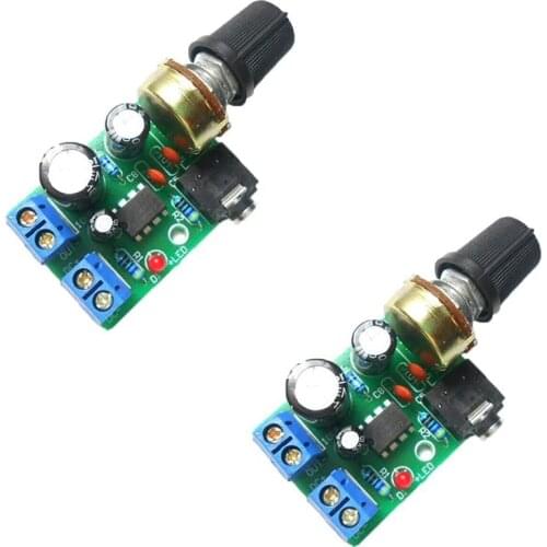 2PCS LM386 10W Mini Power Amplifier Board Audio Amplifier Module DC 3-12V Volume Adjustable Control