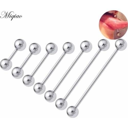 Miqiao 1pcs Fashion Stainless Steel Round Ball Straight Rod Multifunctional Tongue Nail Lip Nail Ear Nail Body Piercing Jewelry