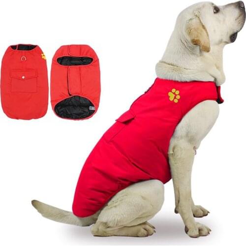 Fashion Warm Dog Outdoor Jacket Waterproof Dog Clothes Vest Winter Warm Cotton Dogs Clothing for Large Middle Dogs Labrador