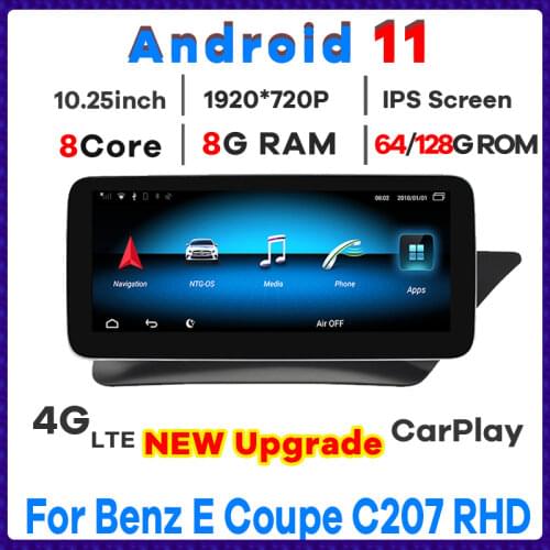 10.25" Andriod 10 8Core 8+64G Radio GPS Navigation Multimedia Player for Mercedes Benz E Coupe C207 E207 2009-2015 RHD Cars