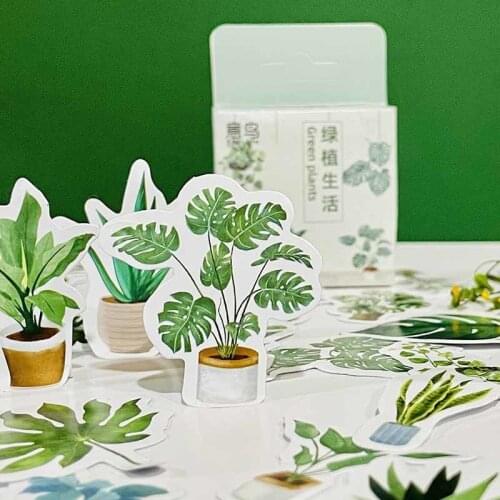 46 Pcs/box Diary Stationery Stickers Green Botanical Life Series Scrapbooking Stick Label DIY Decoration Planner Album