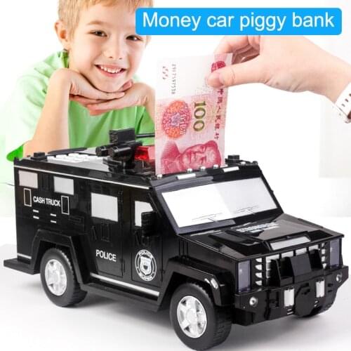 NEW Cartoon Piggy Bank Toys Coin Bank Smart Music Password Banknote Car Figure Toy Pretend Play Saving Money Box Kid Police Cars