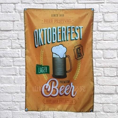 OKTOBERFEST Wine Beer Poster Scrolls Bar Cafes Indoor Home Decor Banners Hanging Art Waterproof Cloth Wall Painting