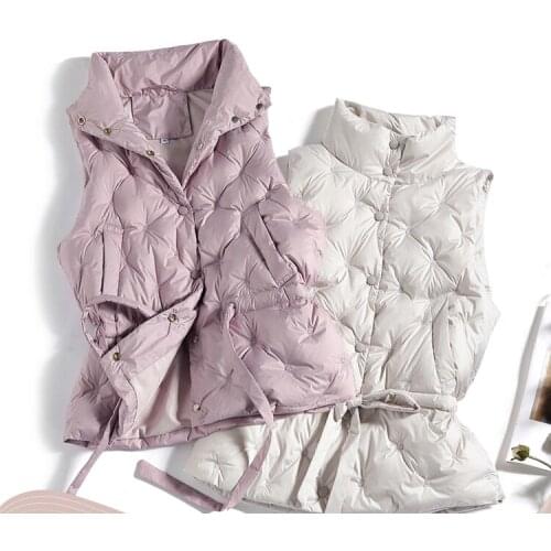 Autumn Winter Women Vest Coat Sleeveless Jacket 90% White Duck Down Women Vest Warm Tops Chaleco Mujer Gilet Casaco Feminino