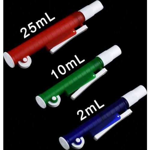 2ml, 10ml, 25ml Manual Suction Pump Pipette , Blue , Green , Red, Laboratory Supplies Pipettes