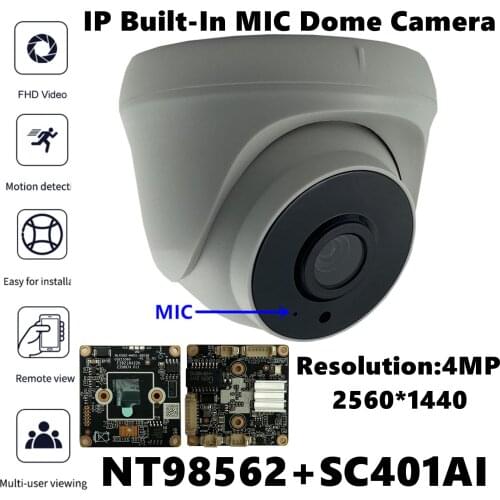 NT98562+SC401AI IP Ceiling Dome Camera Indoor Built-In MIC Audio 4MP 2560*1440 3 Array LEDs IRC VMS ONVIF Low illumination P2P