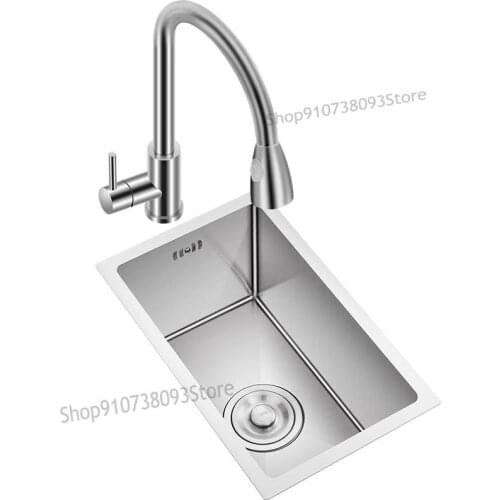 304 Stainless Steel Sink Single Tank Mini Small Kitchen Wash Basin Balcony Bar Thickened Stage Up And Down Sink