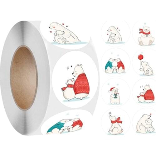 Love White Bear Stickers for Decoration 1" 500PCS Happy Mothers Day Party Festival Decor Gift Box Seal Lable Tag Chrome Paper