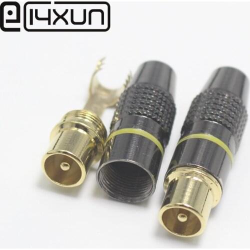 1PCS New Copper + Aluminum shell RF Television Male Plug with Clip TV Terminal Antenna Connector