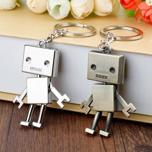 Cute Creative Robot Model Alloy Metal Keychain Car Pendant Keyring Children Kids Men Birthday Christmas Gift
