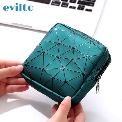 Portable Coin Purse PU Leather Women Sanitary Napkin Storage Bag Reusable Credit Card Holder Organizer Cosmetics Earphone Case