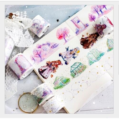 Gold foil silver unicorn Galois girl dream Fairyland star ring greenhouse washi tape DIY planner scrapbooking masking tape