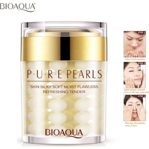 BIOAQUA Pure Pearl Essence Face Cream Whitening Cream Moisturizing Anti Wrinkle Face Serum Facial Acne Scar Removal Skin Care 60