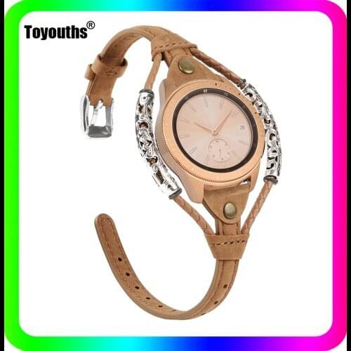 Toyouths Vintage Leather Strap for Samsung Galaxy Watch 3 41mm Genuine 20mm Genuine Leather Watch Band for Samsung Active 2 40mm