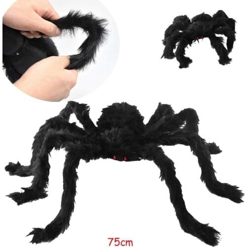 Surprising Super Big Black Plush Spider Toys Gifts Halloween Party Haunted House Decorations Cosplay Props 1Pcs 30cm,50cm,75cm