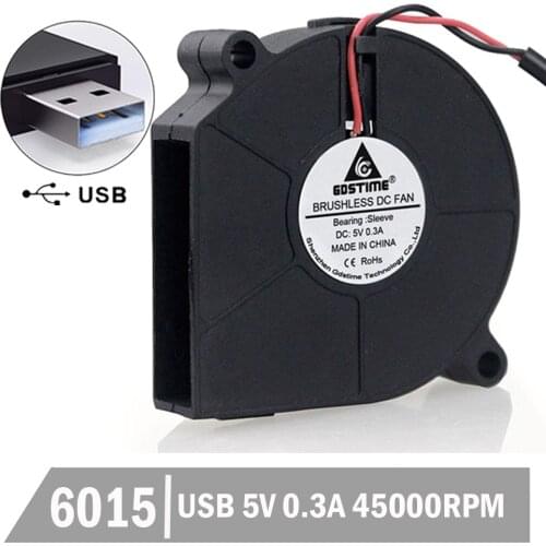 5PCS Gdstime Mini DC 5V 60x15mm 60mm Black Brushless Cooling Blower Fan USB 6015S