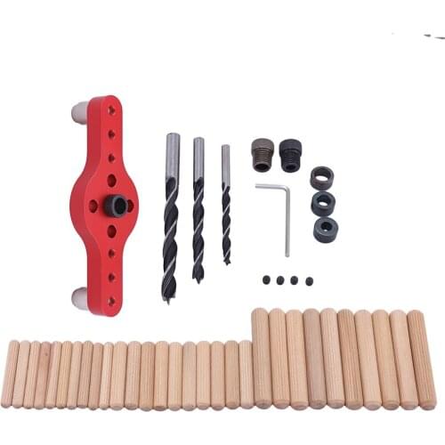 Alloy Vertical Pocket Hole Jig Woodworking 6/8/10Mm Drilling Locator Wood Dowelling Self Centering Drill Guide Kit Hole Punch
