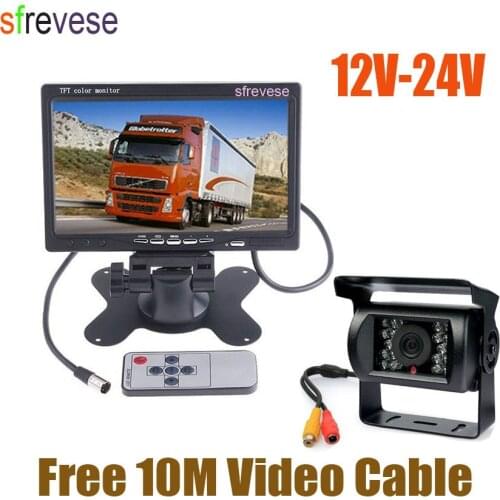 Waterproof 18 IR Car Rear View Kit Reversing Parking Backup Camera + 7" LCD Monitor for Bus Truck Motorhome 12V-24V