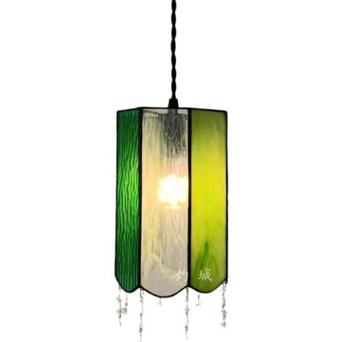 Japanese Romantic pendant lights Retro Hand-made Color Glass pendant lamp Ins Modern Bedside Restaurant Bar Corridor Light