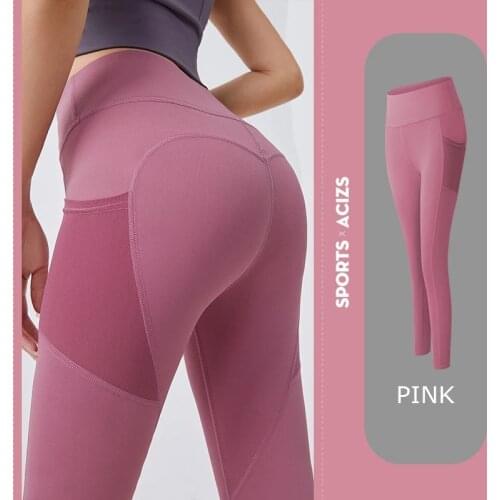 Ladies Pocket Tight Yoga Pants Leggings Womens Sports Leggings Running Leggings Womens Fitness Pants High Waist Sportswear