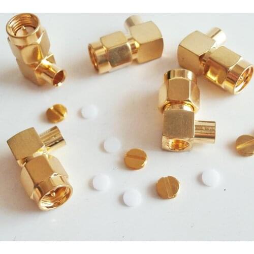 10X Pcs High-quality RF Connector SMA Male jack Right Angle 90 Degree Solder for semi-rigid RG402 0.141" cable Brass GOLD Plated