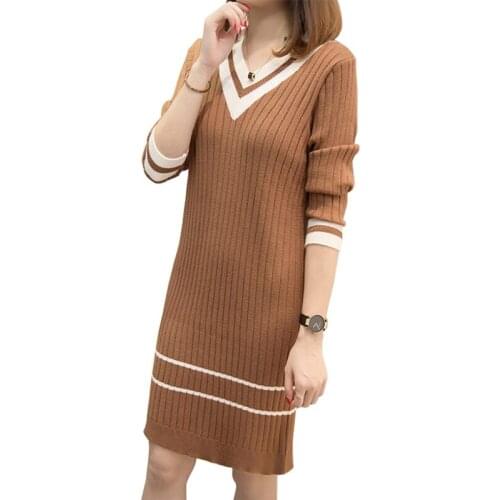 2019 Fashion knit dress women autumn winter sweaters Plus size 4XL bottoming dresses female long sleeve elasticity sweaters G633