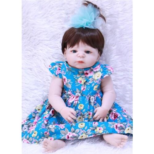 22" bebe girl reborn full silicone reborn baby dolls for children gift with lovely dress real true looking bathe doll toys
