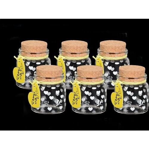 6Pcs/Pack Tiny Decorative Bottle Clear Cork Glass Wishing Bottle With Heart-shape Gift Tags Vials For Party Wedding Holiday Deco
