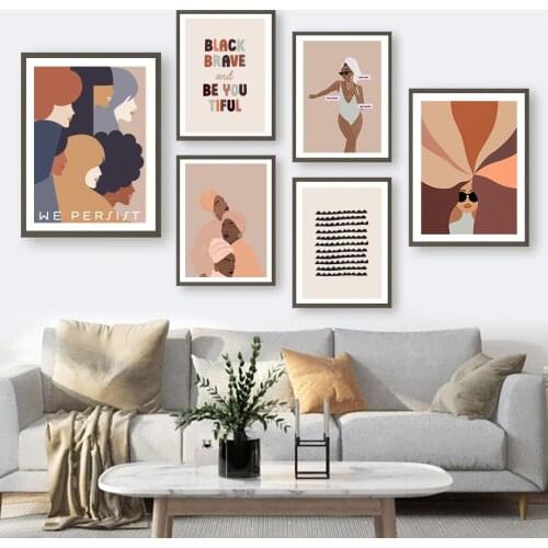 Abstract World Girl Feminist Power Hand Posters And Print Canvas Painting Modern Nordic Minimalistic Wall Art Picture Home Decor