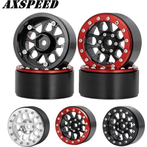 AXSPEED 4PCS Metal Wheel Rim 1.9 Inch BEADLOCK Wheel Hub for 1/10 RC Rock Crawler Axial SCX10 CC01 F350 D90 D110 Parts
