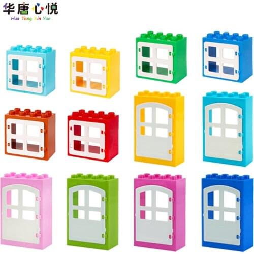 Locking Big Size City Doors And Windows Building Blocks Educational Toys DIY Assembly Accessories Sets Splicing Bodel Cities Toy