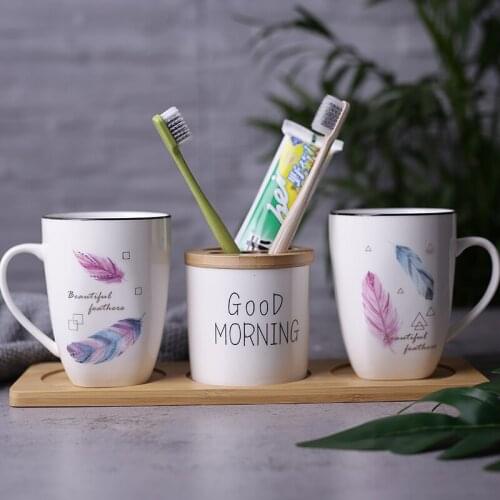 Couple style mouthwash cup Toothbrush cup High-end ceramics Bathroom bathroom Home Hotel Supplies