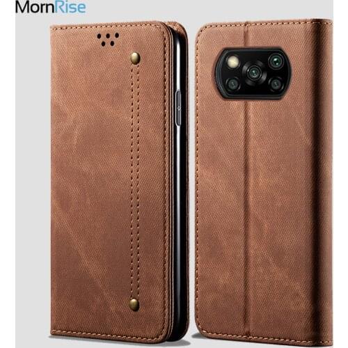 Denim Leather Wallet Cases For Xiaomi MI Poco X3 NFC Case Magnetic Book Closure Flip Cover For MI Pocophone X3 Card Holder Funda