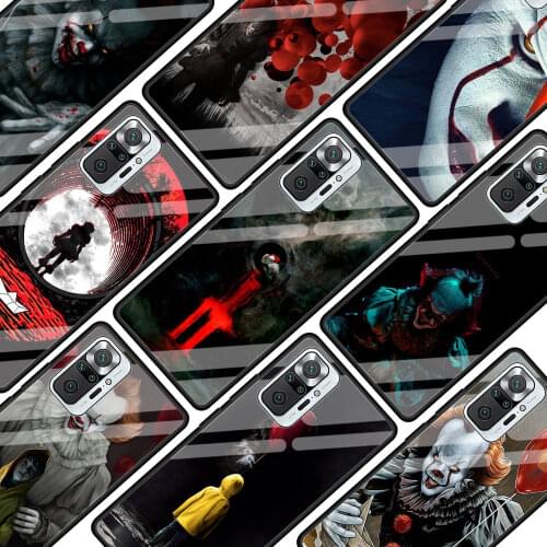 Pennywise Clown Horror Glass Phone Case For Xiaomi Redmi Note 9S 8 Pro 9 7 8T 10 5G 9C K40 Pro+ 9A 8A 9T K30 10S Cover Coque